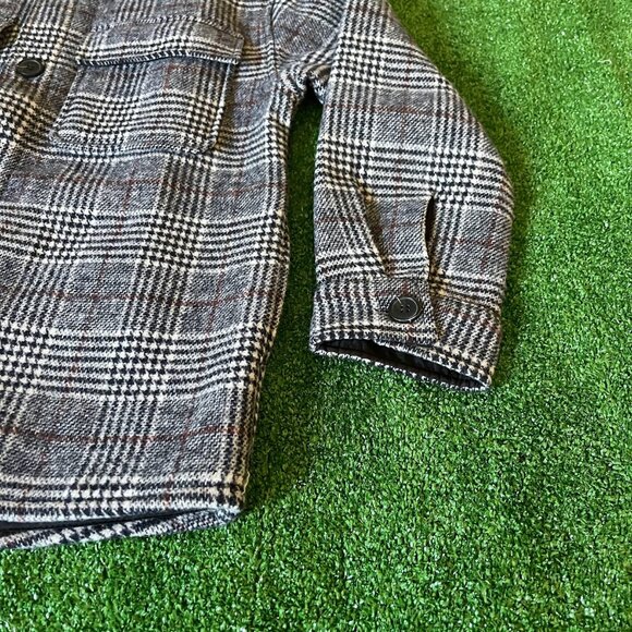 Zara Kids Long Sleeve Pockets Plaid Grey Wool Oversized Shirt Jacket Size 9-10 - Picture 4 of 14